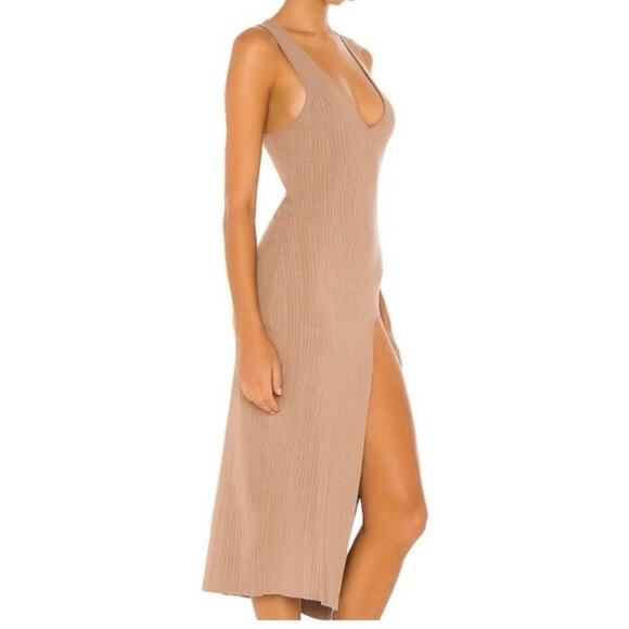 Revolve x Michael Costello Ribbed Midi Dress in Tan Size Medium - Picture 8 of 13